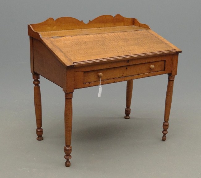 19th c. tiger maple single drawer