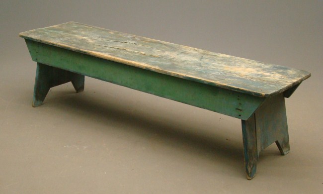 19th c. bucket bench in green paint.