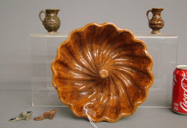 Lot including 19th c. redware mold along