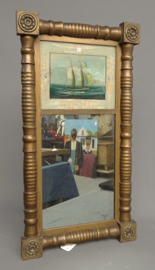 19th c. Federal mirror with reverse