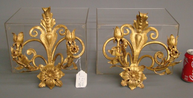 Pair tin decorative sconces. 12''