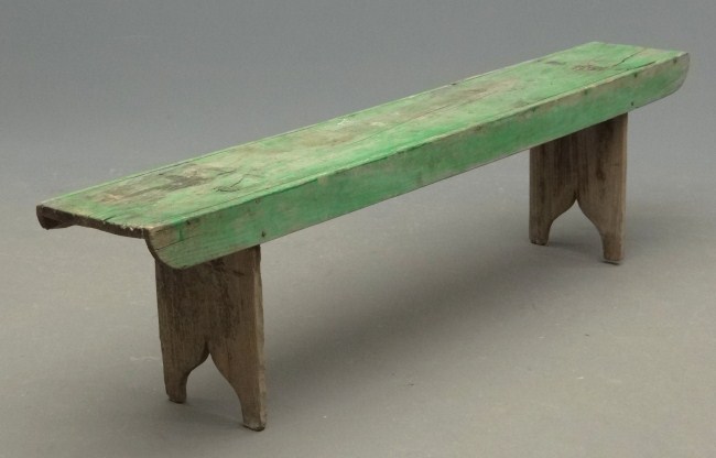 19th c. bootjack bench in green