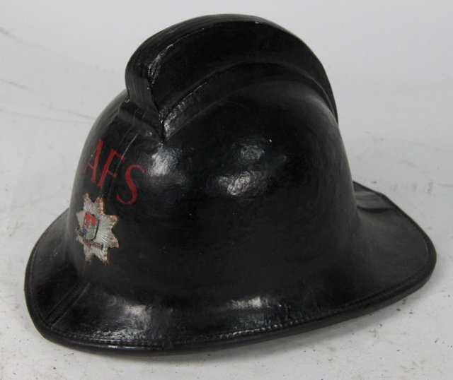 A fireman's leather helmet with