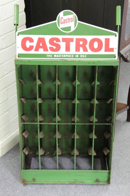 A Castrol forecout bottle trolley