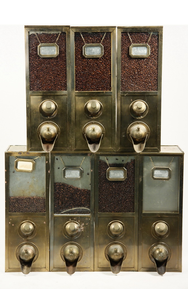 (7) COFFEE BEAN DISPENSERS - Nickel