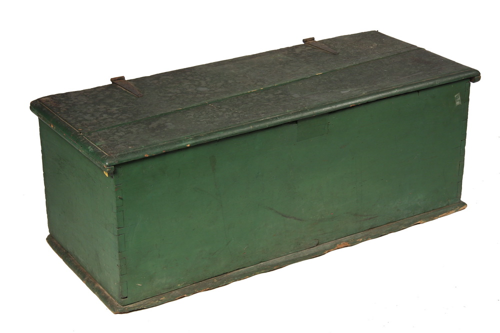 SEA CHEST IN GREEN PAINT - 19th