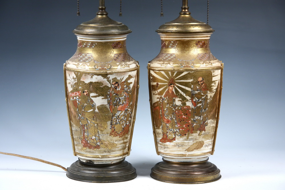 LAMPS Pair of Satsuma decorated 162bb5