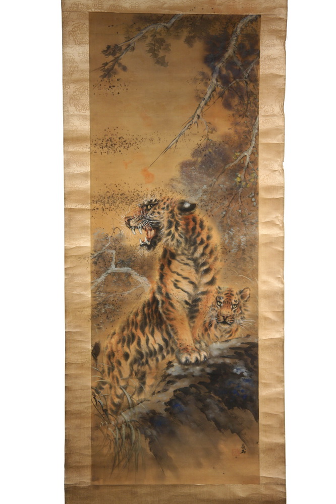 JAPANESE W C SCROLL Two Tigers 162bc1