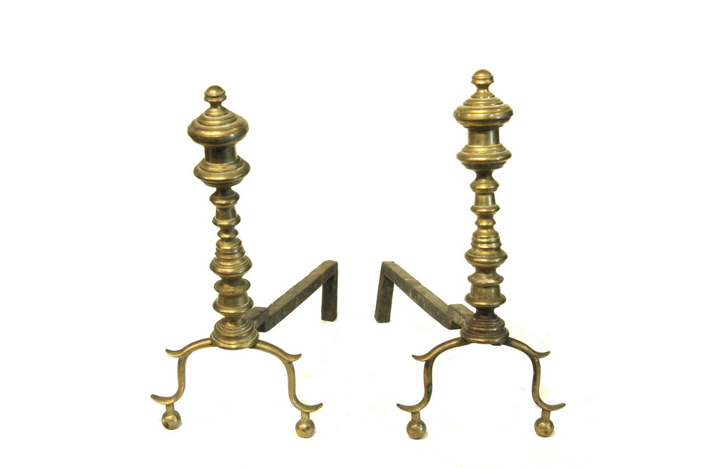 PAIR CHIPPENDALE ANDIRONS Period 162c2b