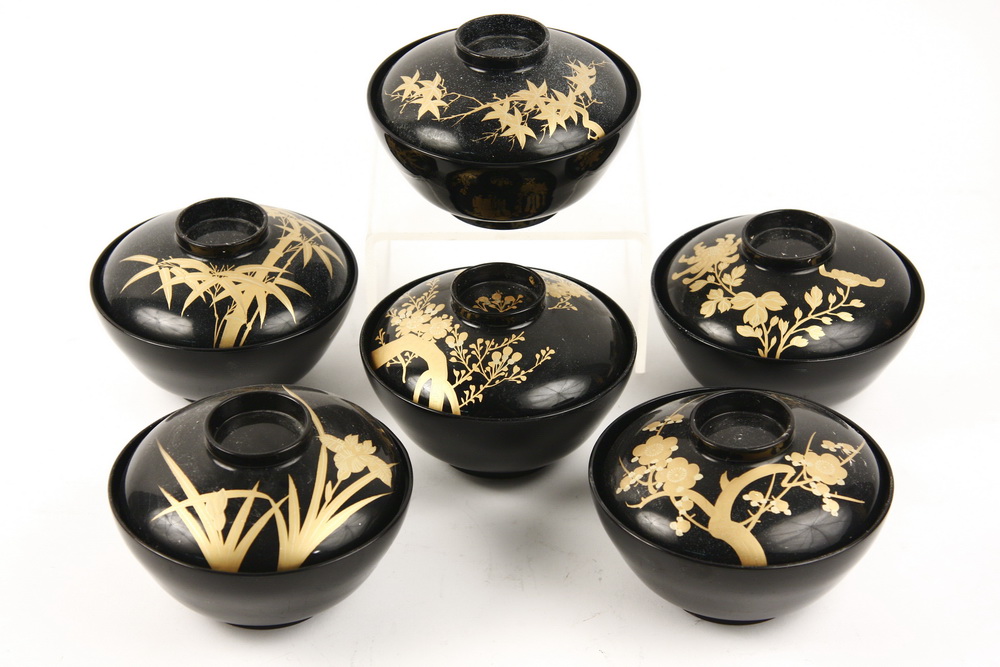 (6) JAPANESE LACQUER BOWLS - Makie