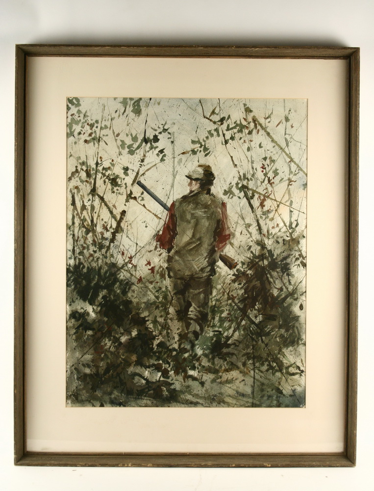 WATERCOLOR Hunter in Brush by 162c58