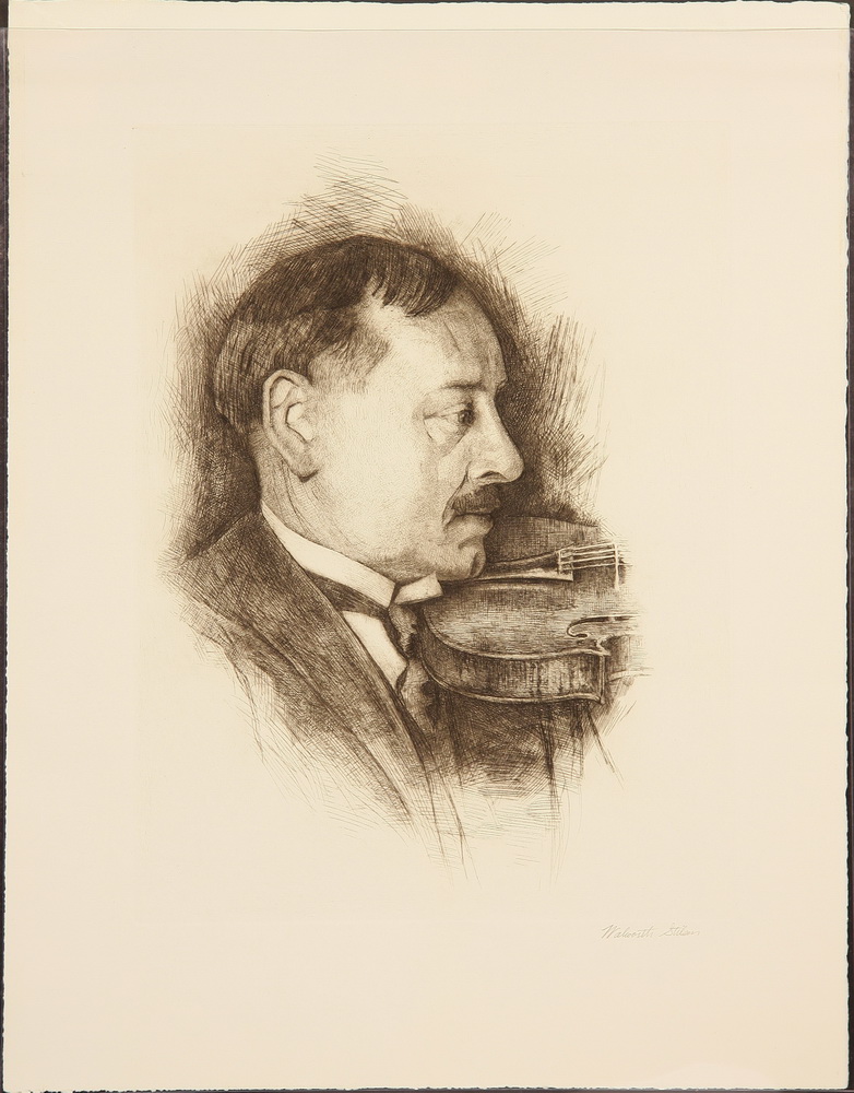 ETCHING Bust Portrait of Violinist 162cad