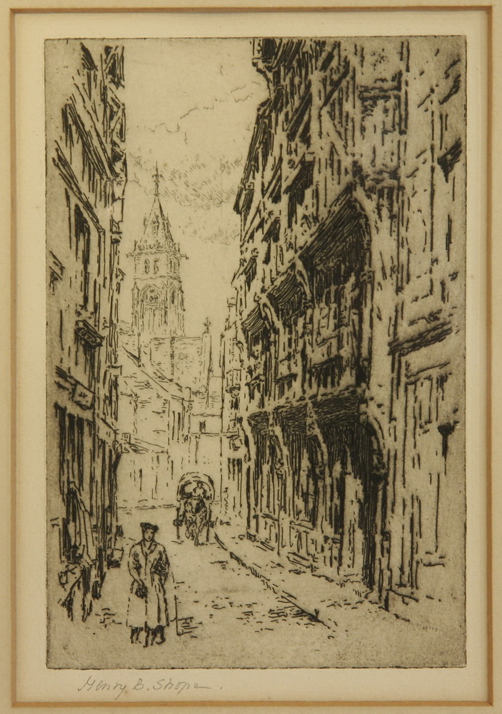 ENGRAVING - Street scene pencil