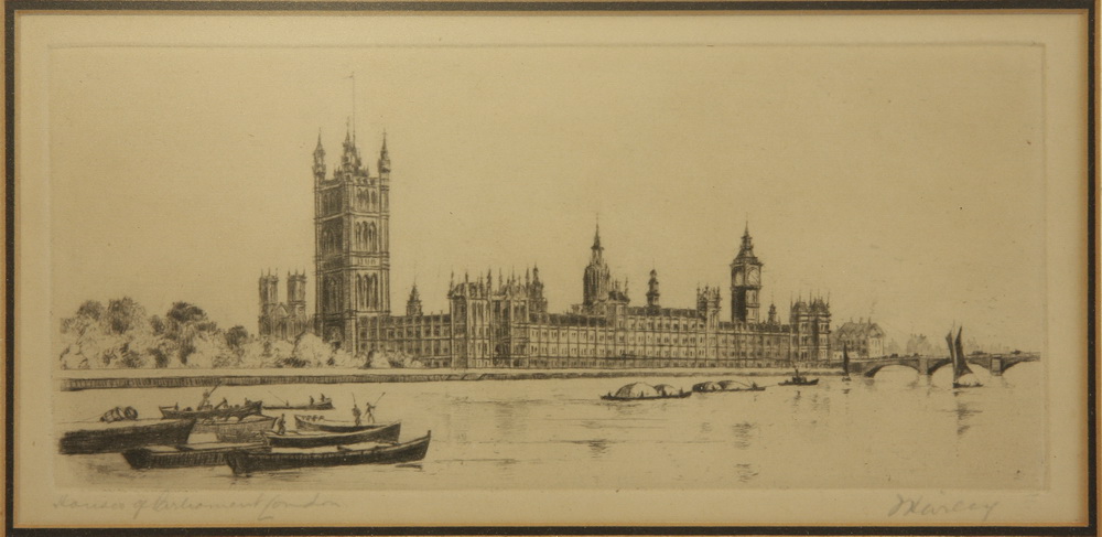 ETCHING - Depicting the Houses of Parliament