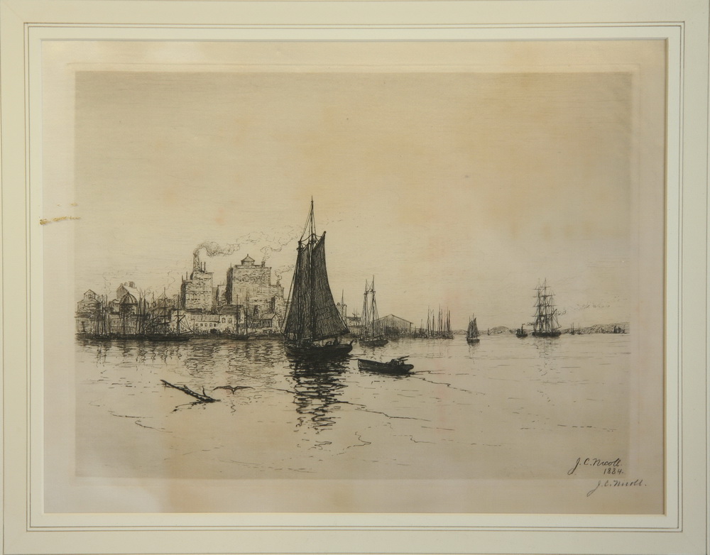 ETCHING Depicting harbor scene 162ccd