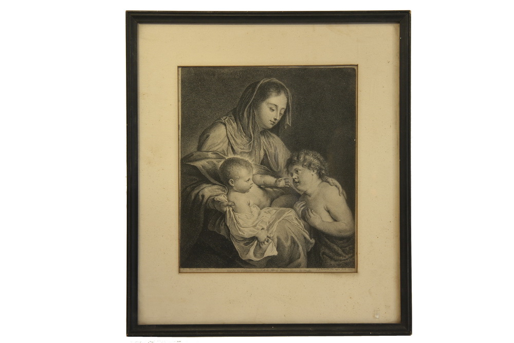 ENGRAVING Mary with baby Jesus 162cce