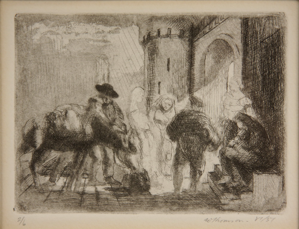 DRYPOINT ETCHING Travelers Approaching 162cf7