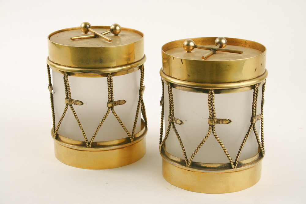 JARS - Pair of drum form jars frosted