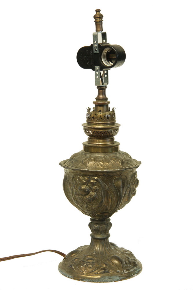 CONVERTED OIL LAMP - Fancy Bronzed