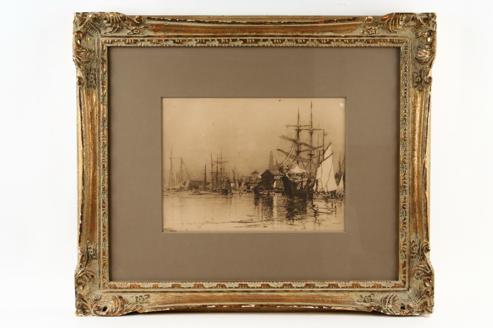 ETCHING - Harbor Scene by Stephen