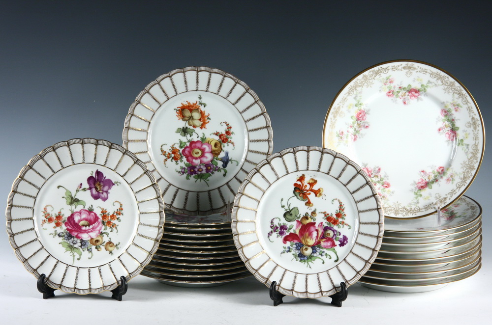 (2 SETS) HANDPAINTED PORCELAIN