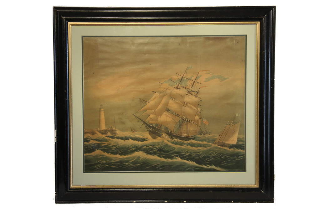 CHROMOLITHOGRAPH- Titled Entering Port