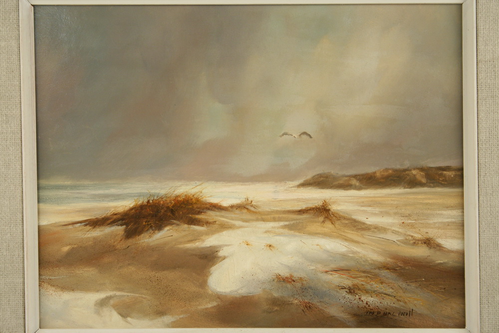 OIL ON MASO - Gull Over Sand Dunes