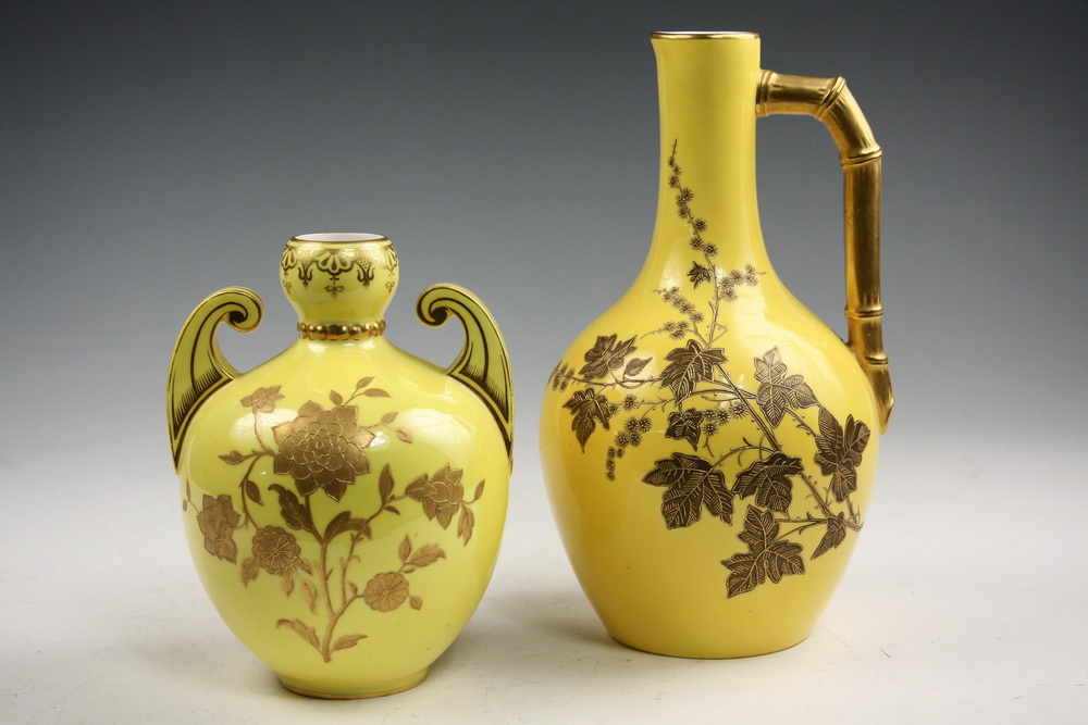 (2) CROWN DERBY VASES - Both in Canary