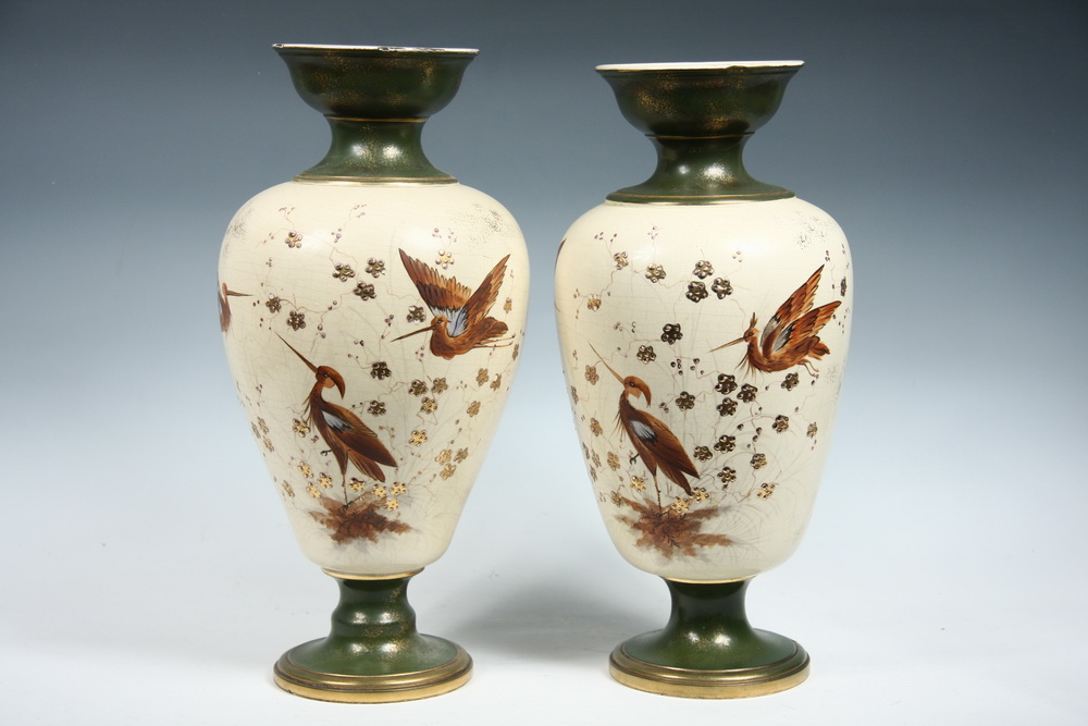 TWO SIMILAR POTTERY VASES - Large