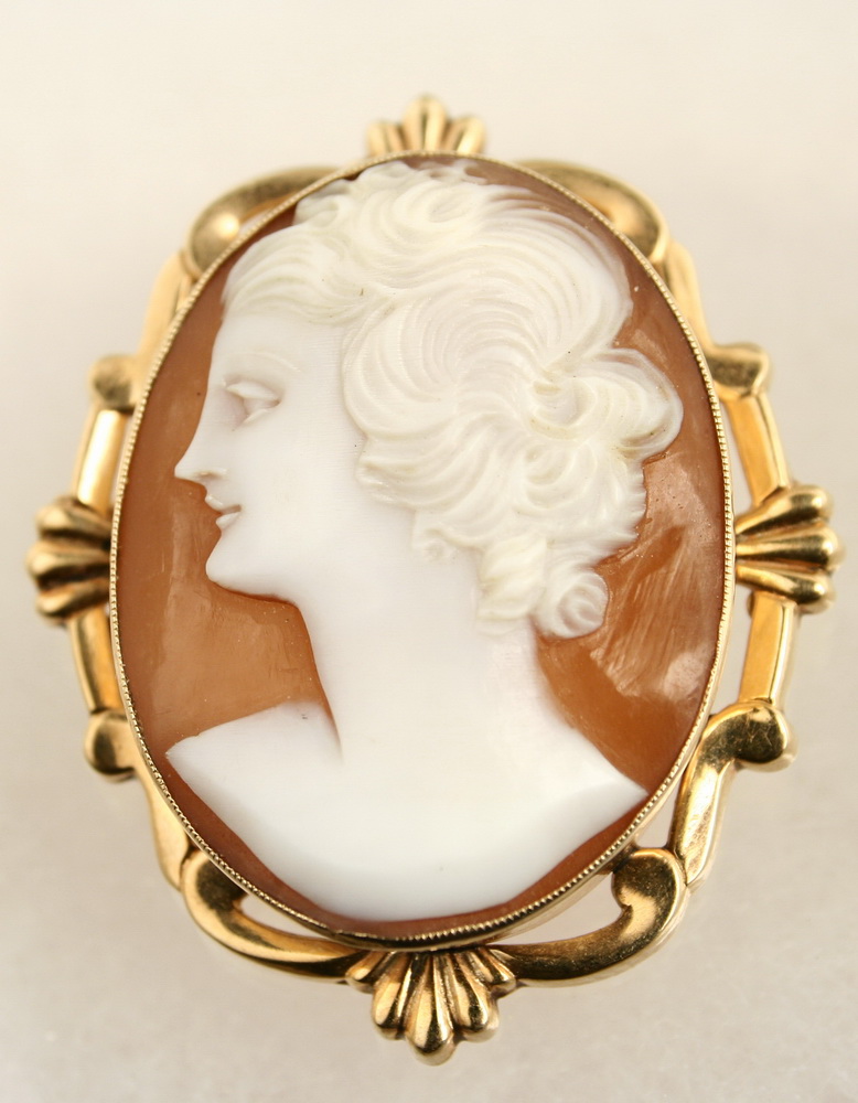 BROOCH - Oval shell cameo in a