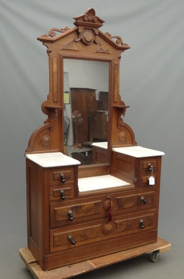 Victorian marble dresser with mirror.