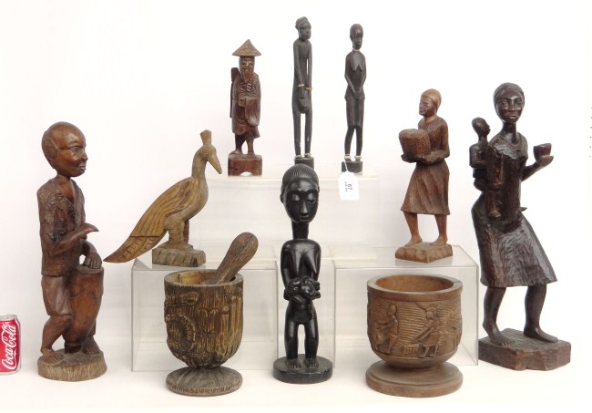Lot 10 various ethnic carvings.