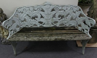 A Coalbrookdale iron seat of fern pattern