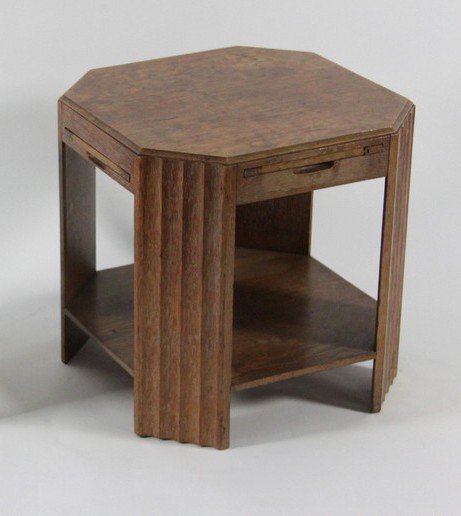An Art Deco oak octagonal table