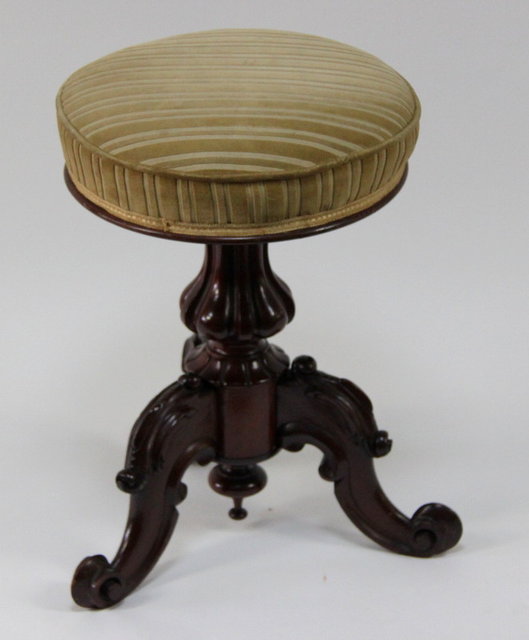 A Victorian mahogany piano stool with