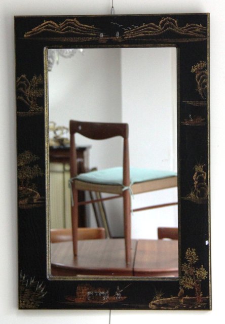 A japanned lacquer mirror with 165b44