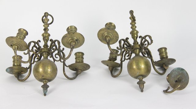 A pair of Dutch brass four light 165b3e