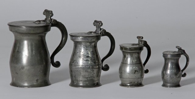 A matched set of four English pewter