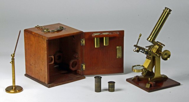A fine late 19th Century brass microscope