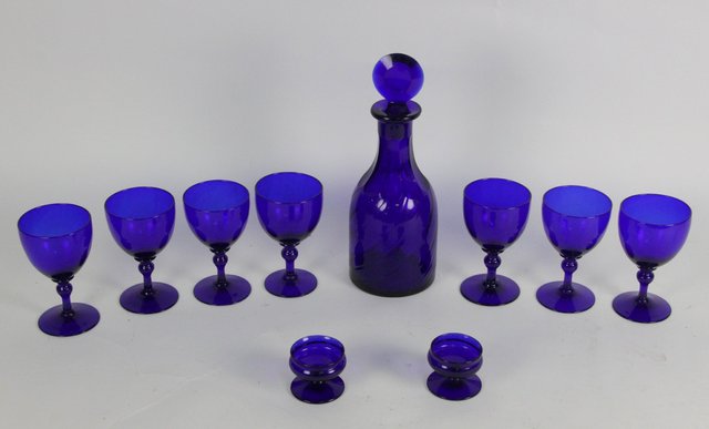 A George III style blue glass decanter