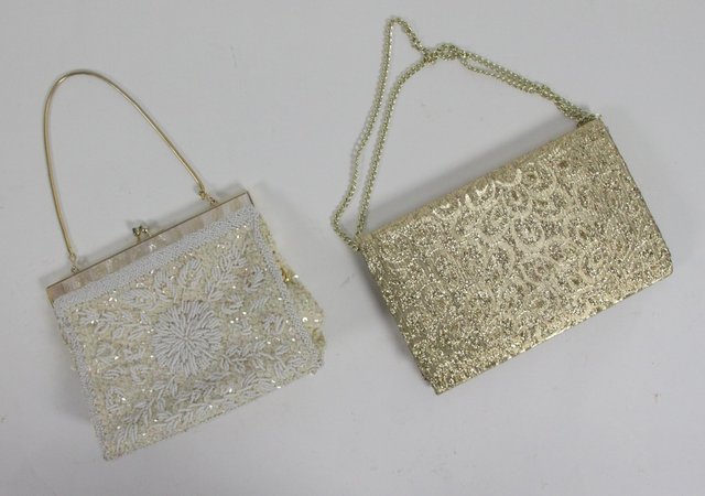 A sequined and beaded evening bag