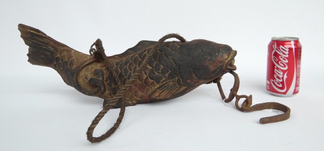 Carved and painted wooden fish