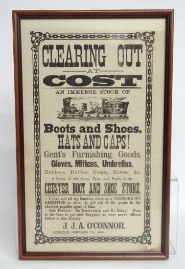 19th c. broadside Clearing Out At