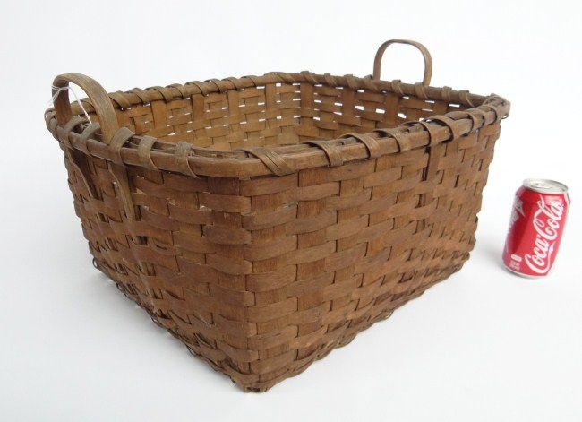 19th c. square basket with handles.