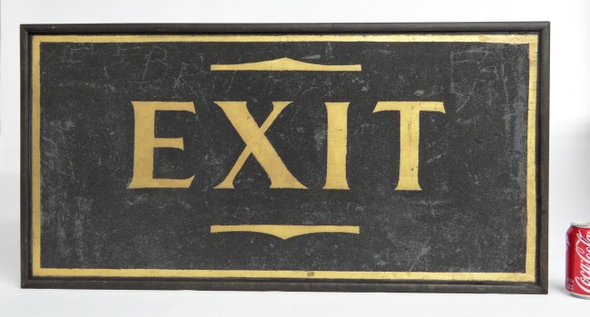 C 1910 sand painted EXIT sign  165c89