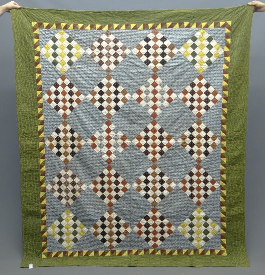 19th c. 36 patch quilt. 80 Square.