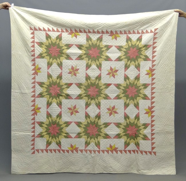 19th c. star quilt. 78'' square.