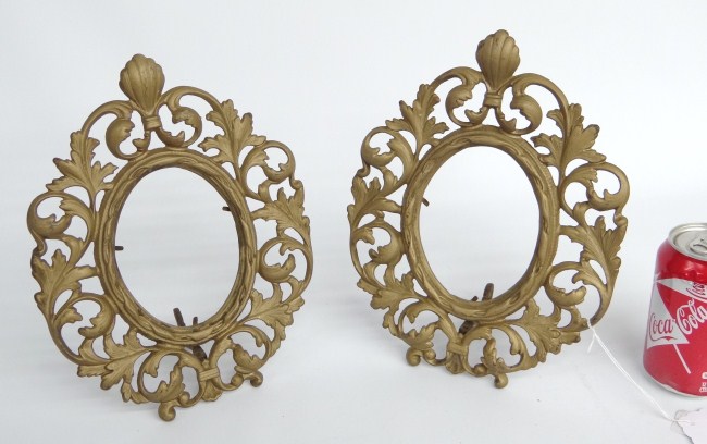 Pair vintage brass ornate frames.