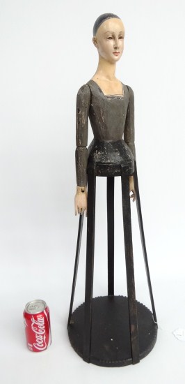 20th c. French painted caged doll.