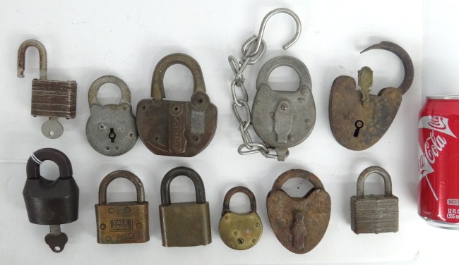 Lot (11) various early/vintage locks.